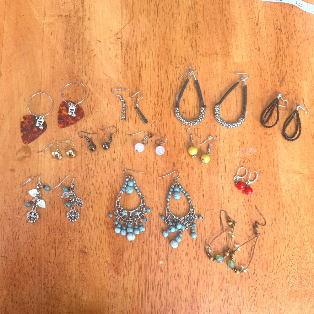 Mixed Lot 11 Pairs Fashion Earrings Boho Turquoise  Beaded Dangle Hoop